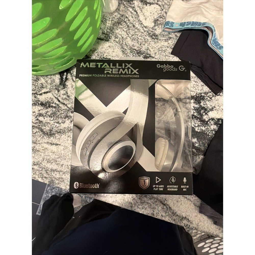 Gabba Goods Wireless Bluetooth Headphones Silver/White Color
